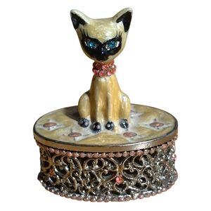 Siamese Cat Ornate Trinket Box Vintage